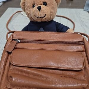 Fossil Brown Leather Messenger Bag